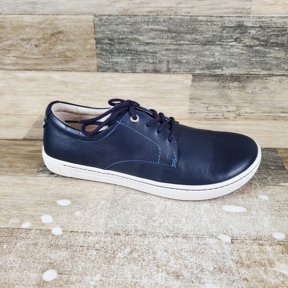 Birkenstock Navarino Mens Shoes Sz 8 Navy Leather Lace Up Low Top Round Toe